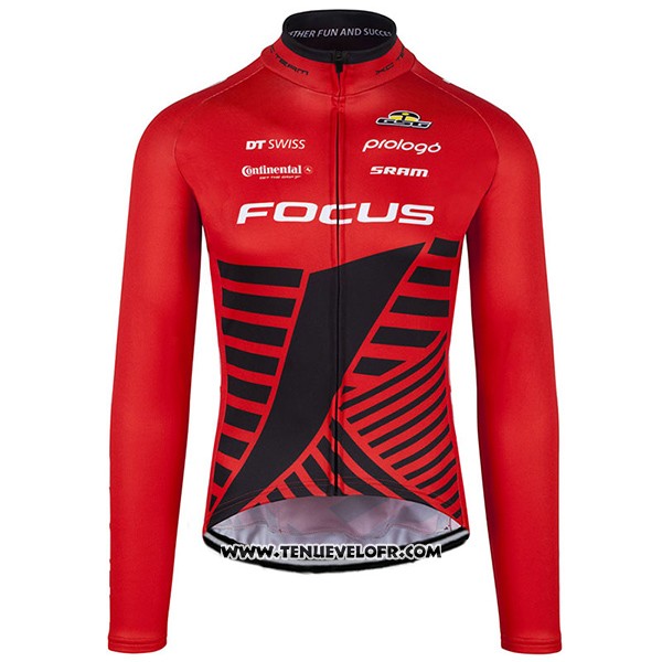 2017 Maillot Ciclismo Focus XC Ml Profond Rouge Manches Longues et Cuissard